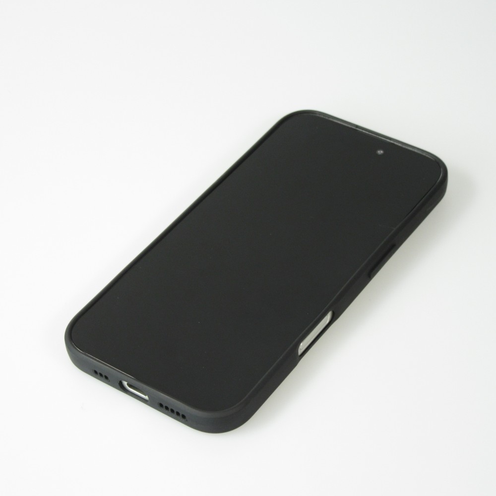 Coque iPhone 16 - Silicone Mat Coeur doré - Noir