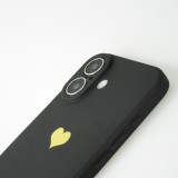 Coque iPhone 16 - Silicone Mat Coeur doré - Noir