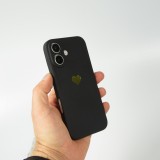 Coque iPhone 16 - Silicone Mat Coeur doré - Noir