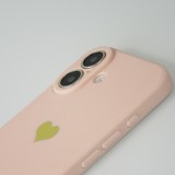 Coque iPhone 16 - Silicone Mat Coeur doré - Rose