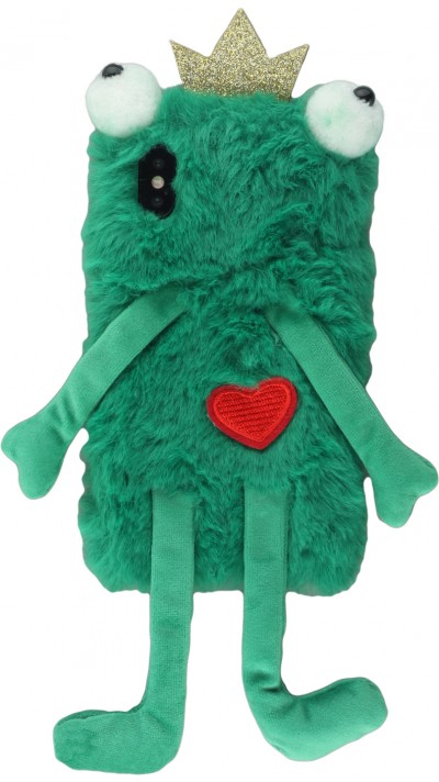 Hülle iPhone X / Xs - Lustiger Plüsch Frosch mit Herz - Grün