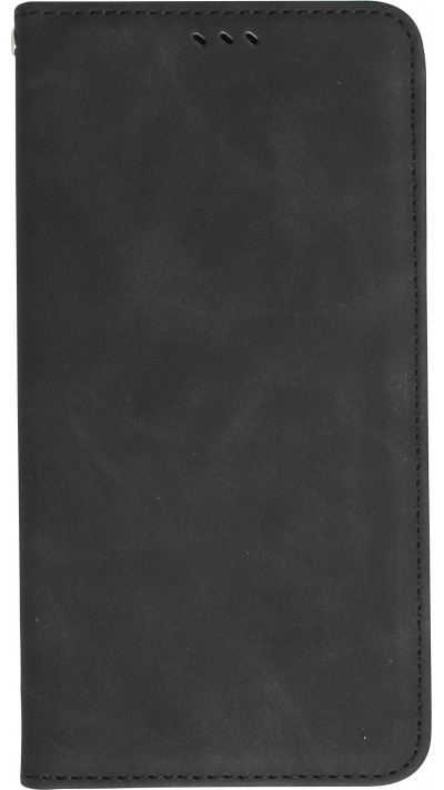 iPhone 13 Pro Leder Tasche - Flip Wallet vintage mit Magnetverschluss und Kartenhalter - Schwarz