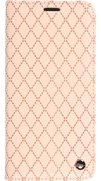 Etui cuir iPhone 14 - Flip Wallet design prestige - Beige