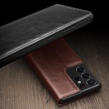 Fourre Samsung Galaxy S23 - Flip Qialino cuir véritable - Noir