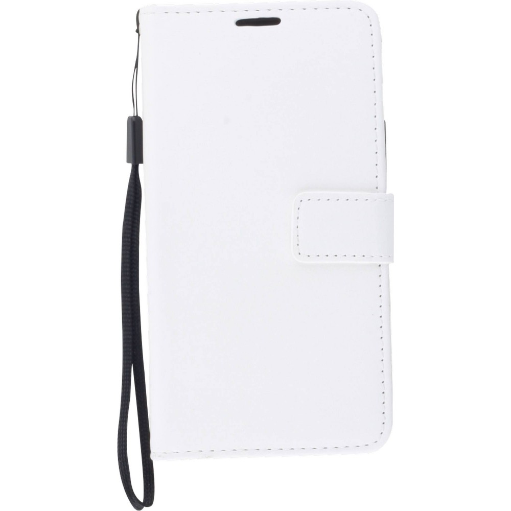 Fourre iPhone 16 Pro - Premium Flip cuir lisse porte-cartes - Blanc