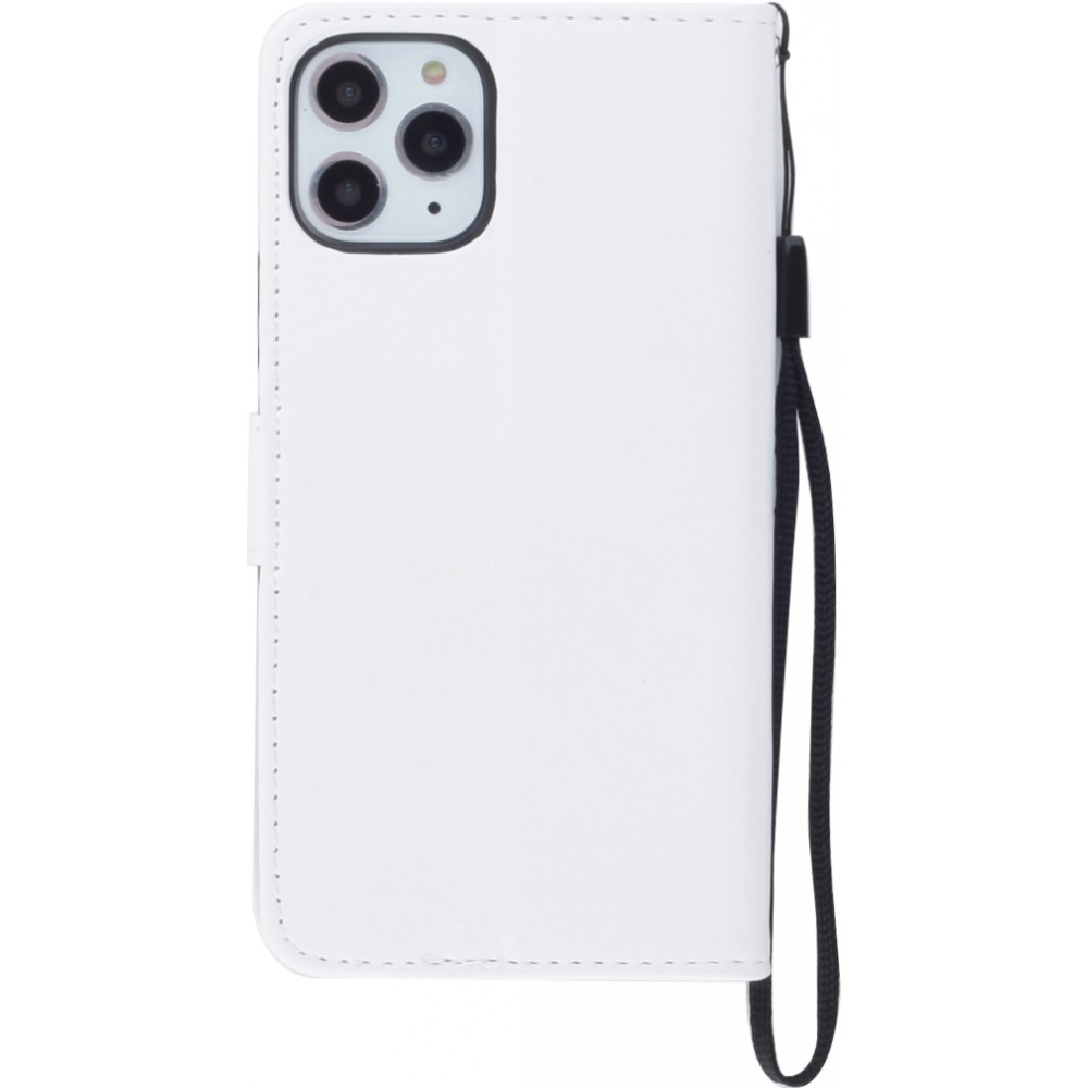 Fourre iPhone 16 Pro - Premium Flip cuir lisse porte-cartes - Blanc