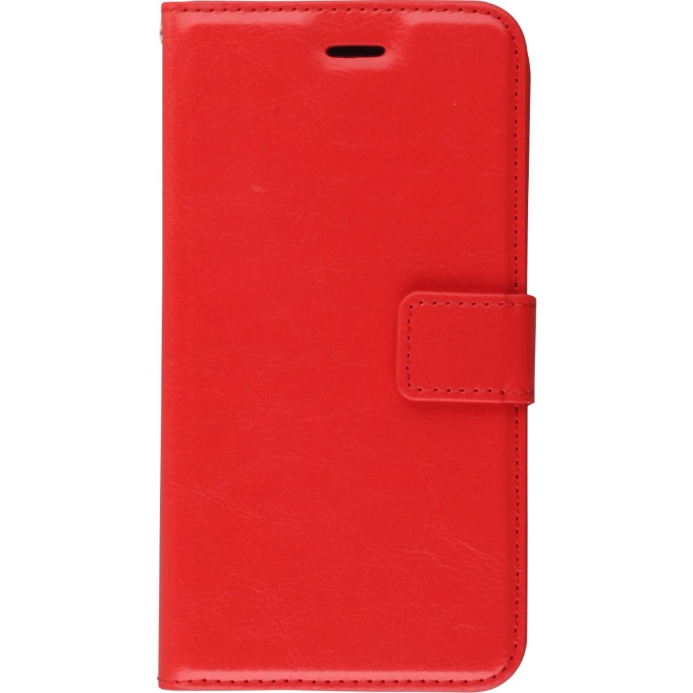 Fourre iPhone 16 Pro - Premium Flip cuir lisse porte-cartes - Rouge