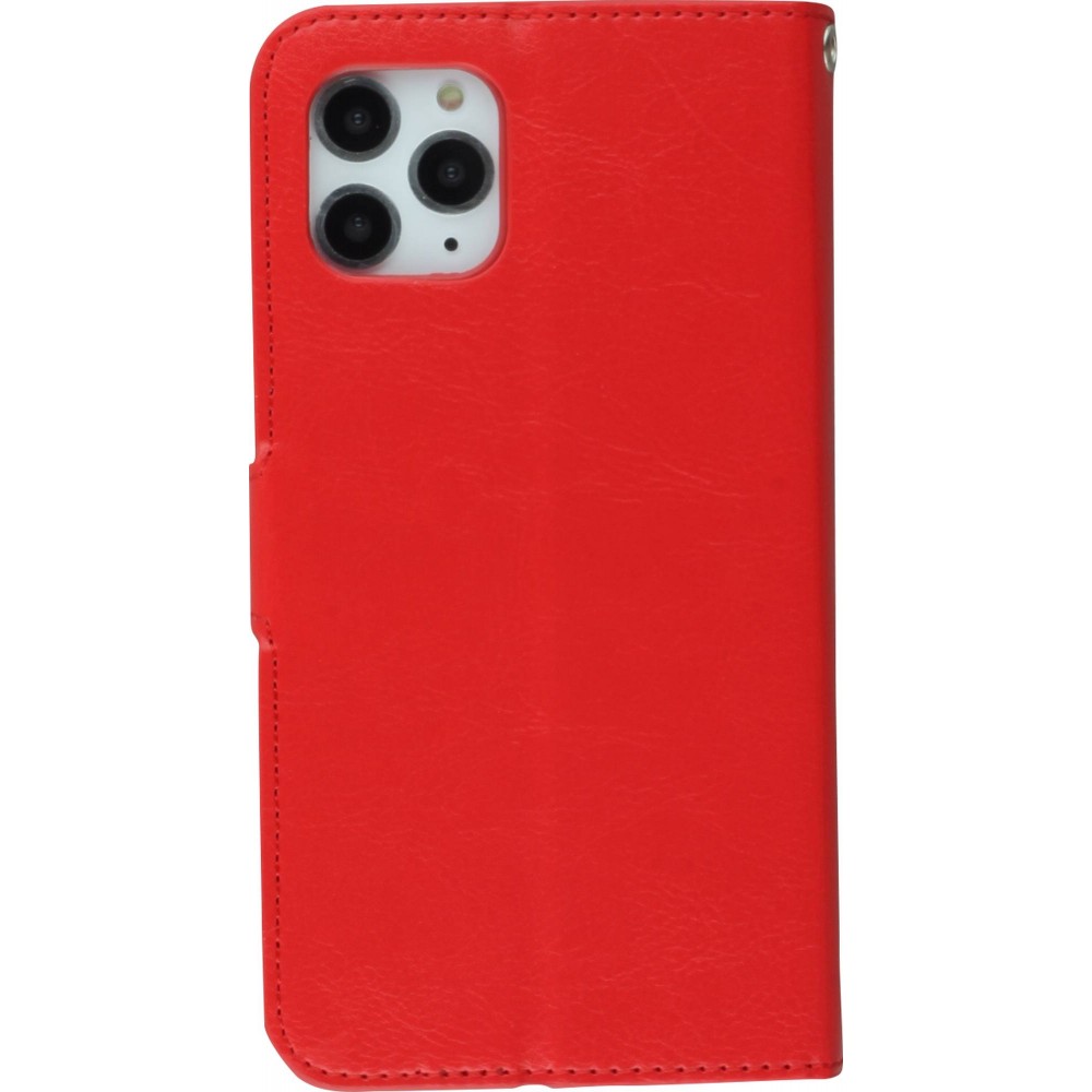 Fourre iPhone 16 Pro Max - Premium Flip cuir lisse porte-cartes - Rouge