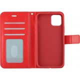 Fourre iPhone 16 Pro - Premium Flip cuir lisse porte-cartes - Rouge