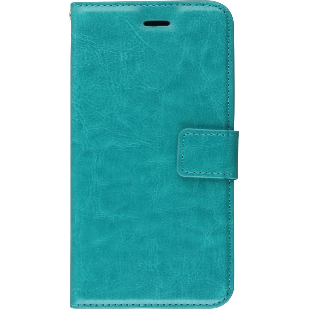 Fourre iPhone 16 Pro Max - Premium Flip cuir lisse porte-cartes - Turquoise