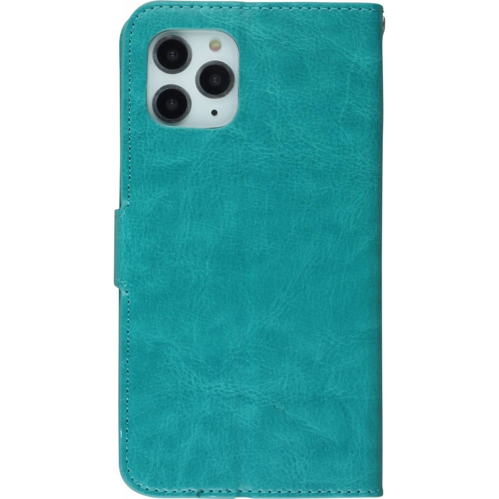 Fourre iPhone 16 - Premium Flip cuir lisse porte-cartes - Turquoise