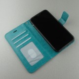 Fourre iPhone 16 - Premium Flip cuir lisse porte-cartes - Turquoise