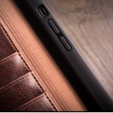 Fourre iPhone 14 - Flip Qialino cuir véritable - Brun