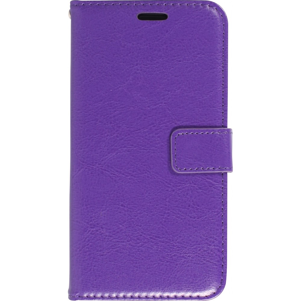 Fourre iPhone 16 Pro - Premium Flip cuir lisse porte-cartes - Violet