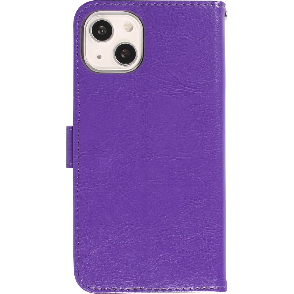 Fourre iPhone 16 Pro - Premium Flip cuir lisse porte-cartes - Violet