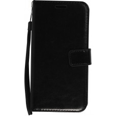 Fourre iPhone 16 - Premium Flip cuir lisse porte-cartes - Noir