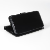 Fourre iPhone 16 - Premium Flip cuir lisse porte-cartes - Noir