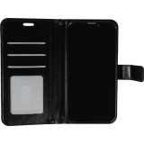 Fourre iPhone 16 - Premium Flip cuir lisse porte-cartes - Noir