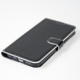 Fourre iPhone 14 Plus - Flip lisse brillant & réfléchissant avec dragonne - Dark Knight