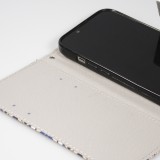 Fourre iPhone 14 - Premium Wallet flip fermeture magnétique et porte-carte - motifs traditionnels - Blanc