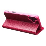 Fourre iPhone 16 Plus - Flip Croco Qialino cuir véritable - Rose