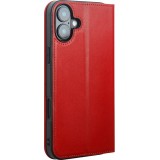 Fourre iPhone 16 Plus - Flip Qialino Matt Wallet cuir véritable - Rouge