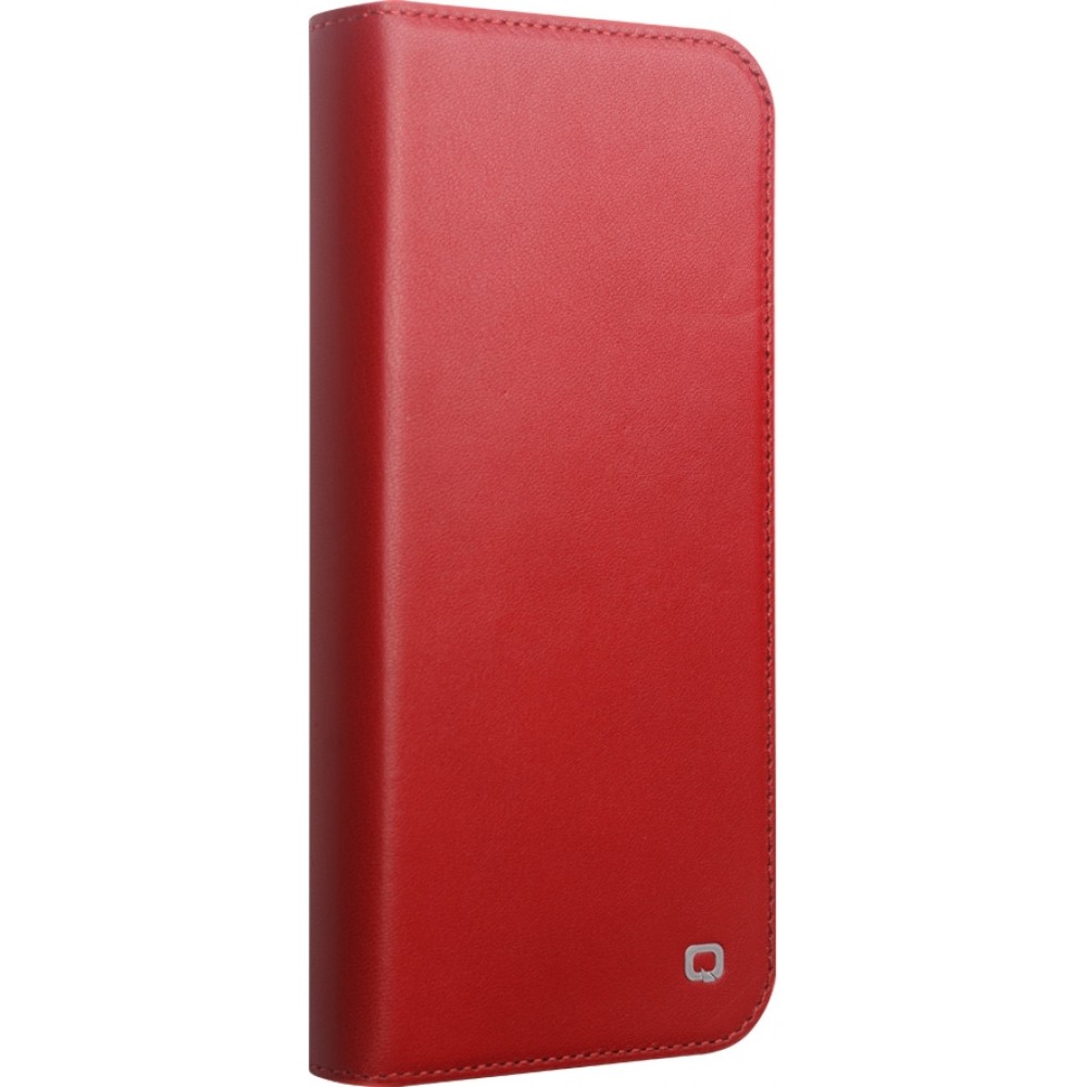 Fourre iPhone 16 Plus - Flip Qialino Matt Wallet cuir véritable - Rouge