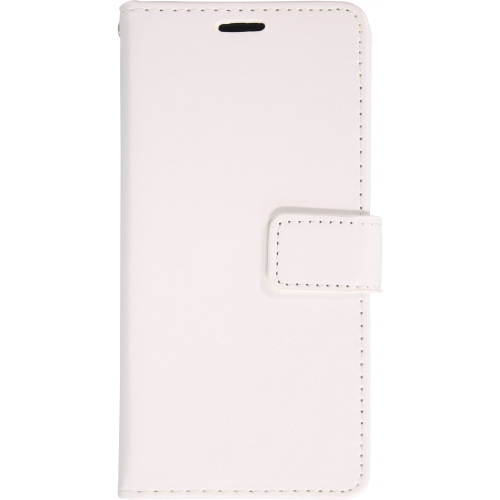 Fourre iPhone 16 Plus - Premium Flip cuir lisse porte-cartes - Blanc