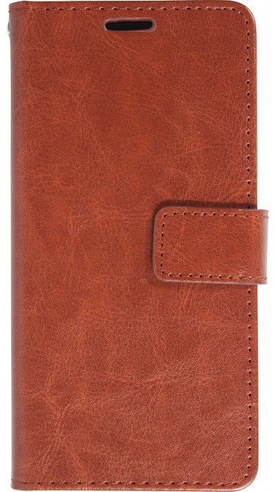 Hülle iPhone 16 Plus - Premium Flip Leder Tasche - Braun