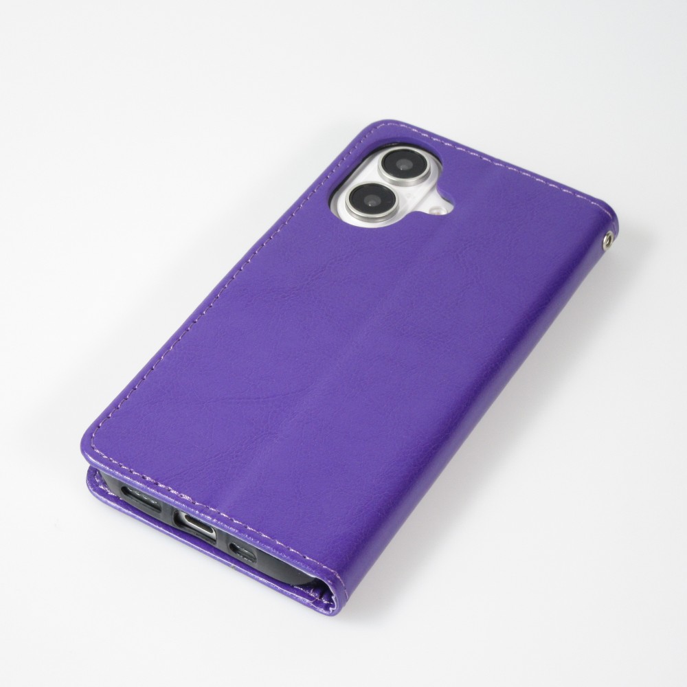 Fourre iPhone 16 Plus - Premium Flip cuir lisse porte-cartes - Violet