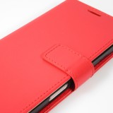 Fourre iPhone 16 - Premium Flip cuir lisse porte-cartes - Rouge