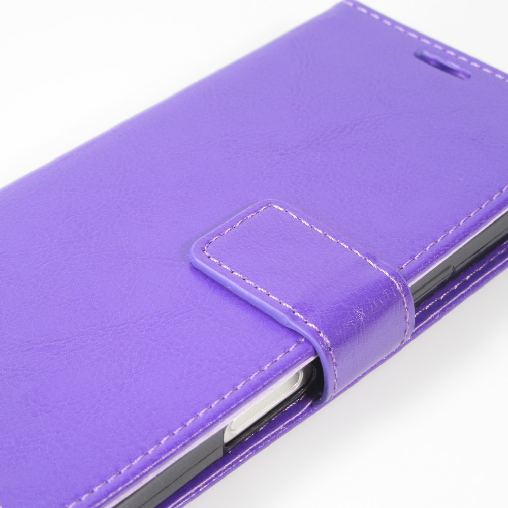 Fourre iPhone 16 - Premium Flip cuir lisse porte-cartes - Violet