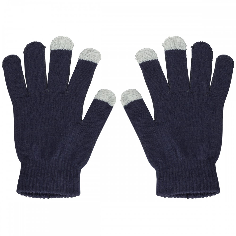 Gants tactiles universels pour l'hiver avec compatibilité avec les écrans de smartphones et tablettes - Taille universelle - Bleu gris