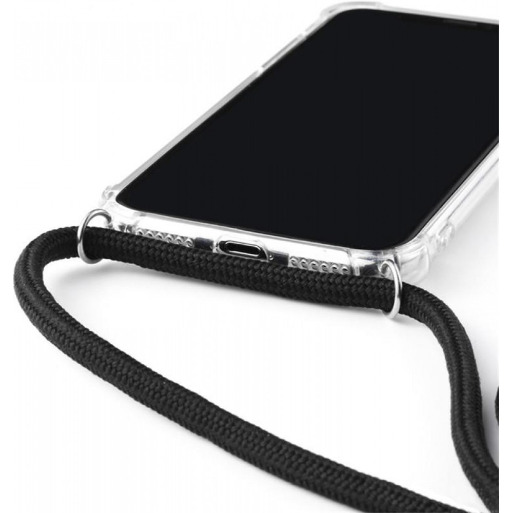 Coque iPhone 14 - Gel transparent avec lacet - Noir