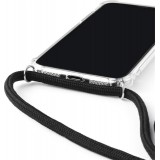 Coque iPhone 15 - Gel transparent avec lacet - Noir