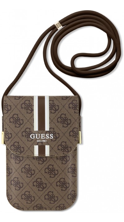 Guess Universal-Handytasche Monogramm Kunstleder verstellbarer Riemen und Kartenhalter - Braun