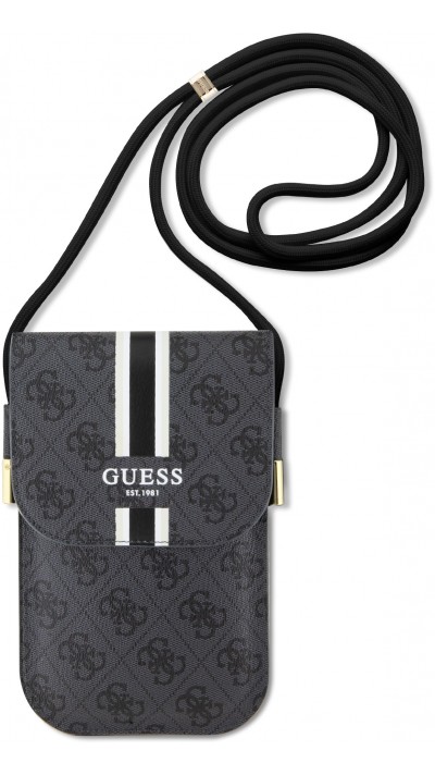 Guess Universal-Handytasche Monogramm Kunstleder verstellbarer Riemen und Kartenhalter - Schwarz