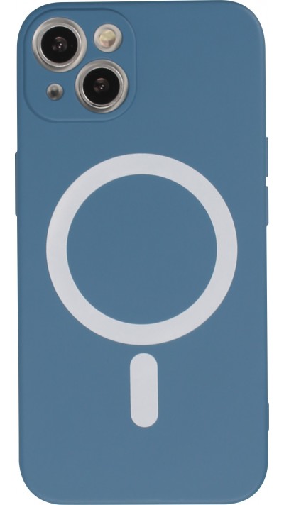 iPhone 15 Case Hülle - Soft-Shell silikon cover mit MagSafe und Kameraschutz - Dunkelblau