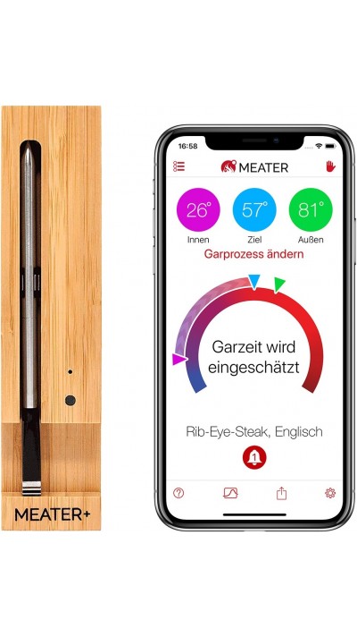 Meater Plus - Fleischthermometer Bluetooth (50m) Kabelloses Smart mit App iOS/Android