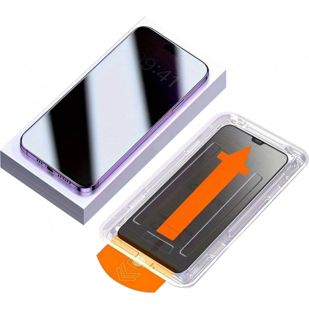 Pack de 2 vitres de protection anti-espion avec kit d'installation automatique rapide et anti-poussière - iPhone 16 Plus