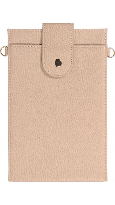 Elegante universelle Smartphone Umhängetasche aus veganem Leder inkl. Umhängegurt aus Leder (vegan) - Beige