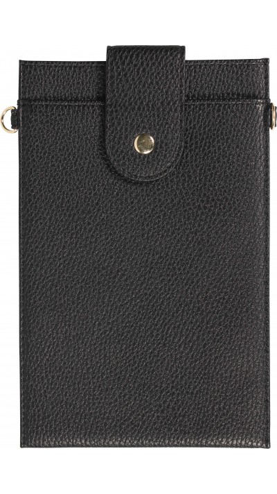 Elegante universelle Smartphone Umhängetasche aus veganem Leder inkl. Umhängegurt aus Leder (vegan) - Schwarz
