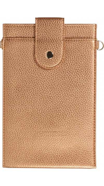 Elegante universelle Smartphone Umhängetasche aus veganem Leder inkl. Umhängegurt aus Leder (vegan) - Gold