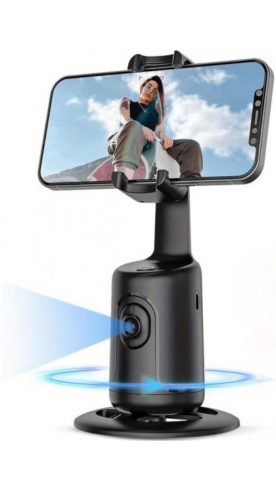 Smartphone-Stabilisator für Selfies mit Gesichtsverfolgung, 360-Grad-Drehung und Gestensteuerung - Schwarz