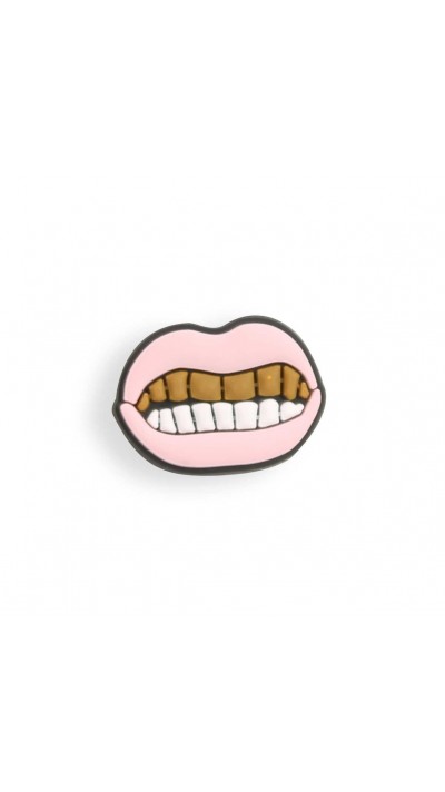 Charm bijou 3D pour coque avec trous style Crocs - Crazy Smile Gold Teeth