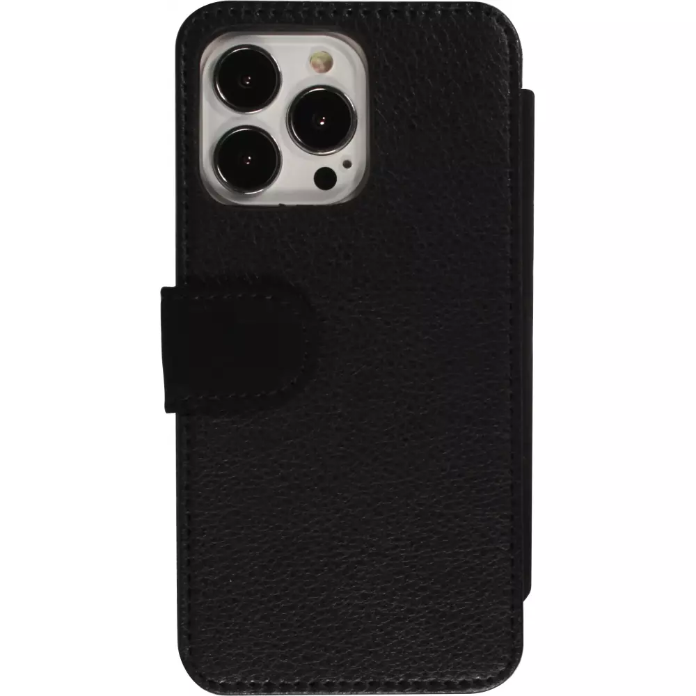 Coque iPhone 14 Pro - Wallet noir Noël 2024 Camion Sapin