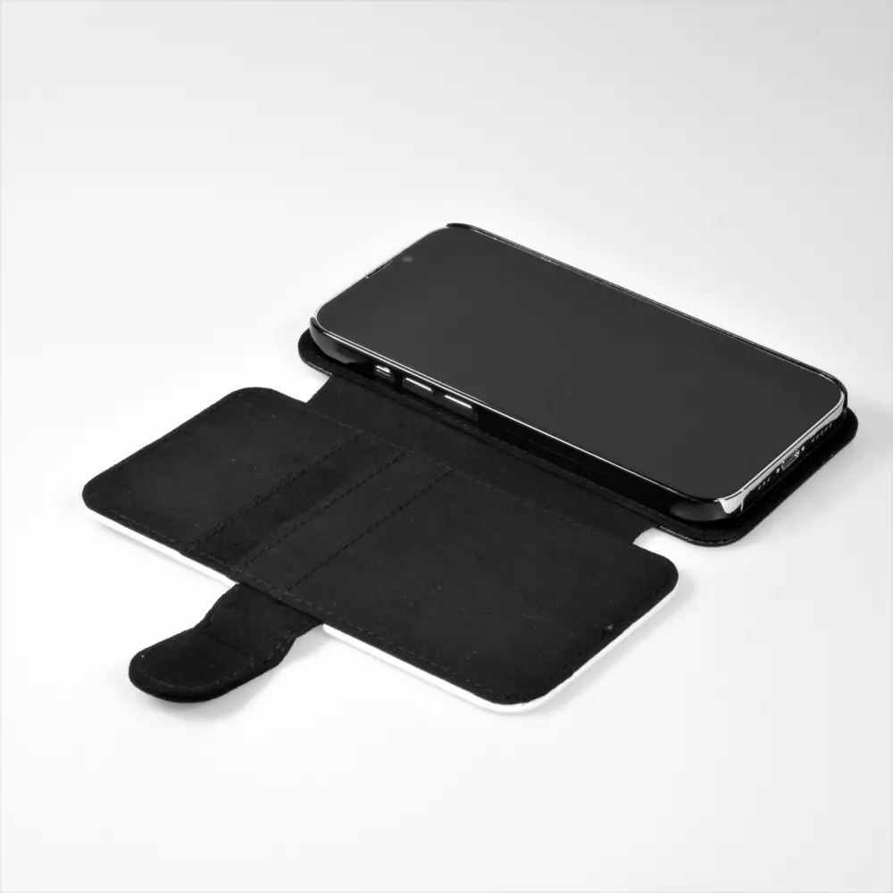 Coque iPhone 14 Pro - Wallet noir Noël 2024 Camion Sapin