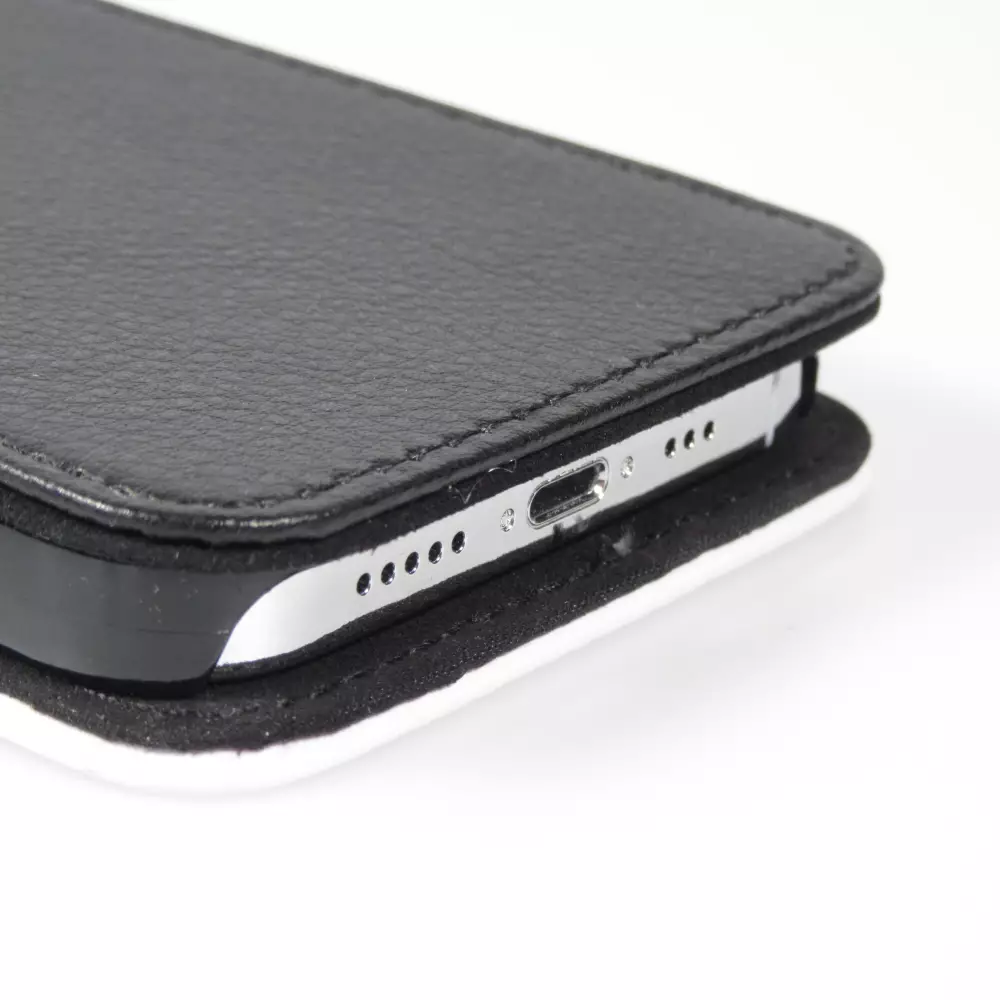 Coque iPhone 14 Pro - Wallet noir Noël 2024 Camion Sapin